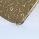 Christian Dior Honeycomb Canvas Chain Shoulder Bag Beige Auth ti1244-8