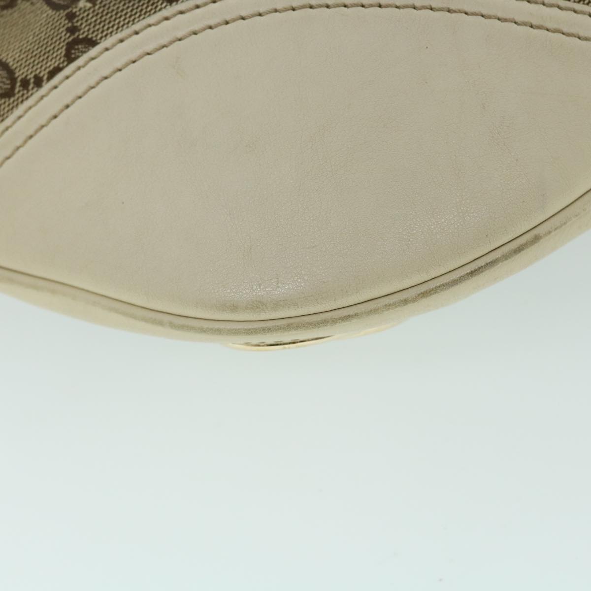 GUCCI GG Canvas Shoulder Bag Leather Beige 169998 Auth ti1248