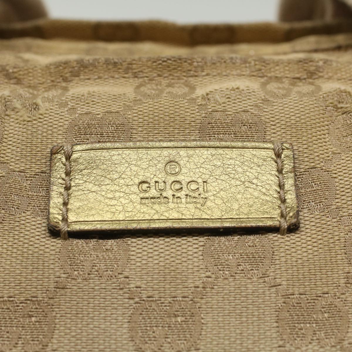 GUCCI GG Canvas Sherry Line Tote Bag Beige Pink 131230 Auth ti1249