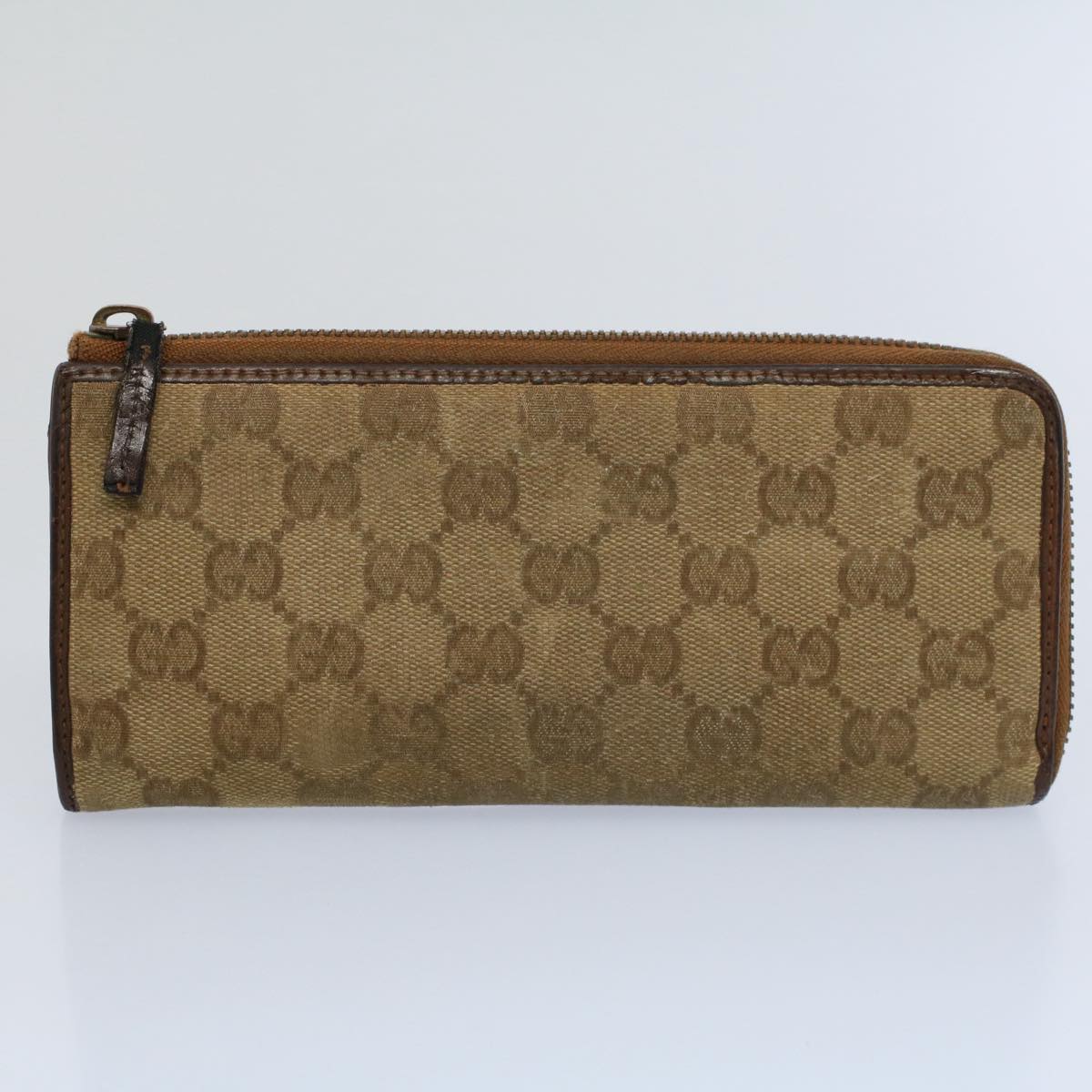 GUCCI GG Canvas Wallet Leather Canvas 7Set Beige Auth ti1256