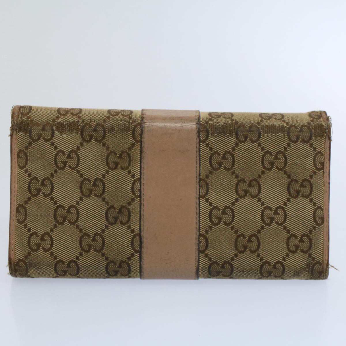 GUCCI GG Canvas Wallet Leather Canvas 7Set Beige Auth ti1256