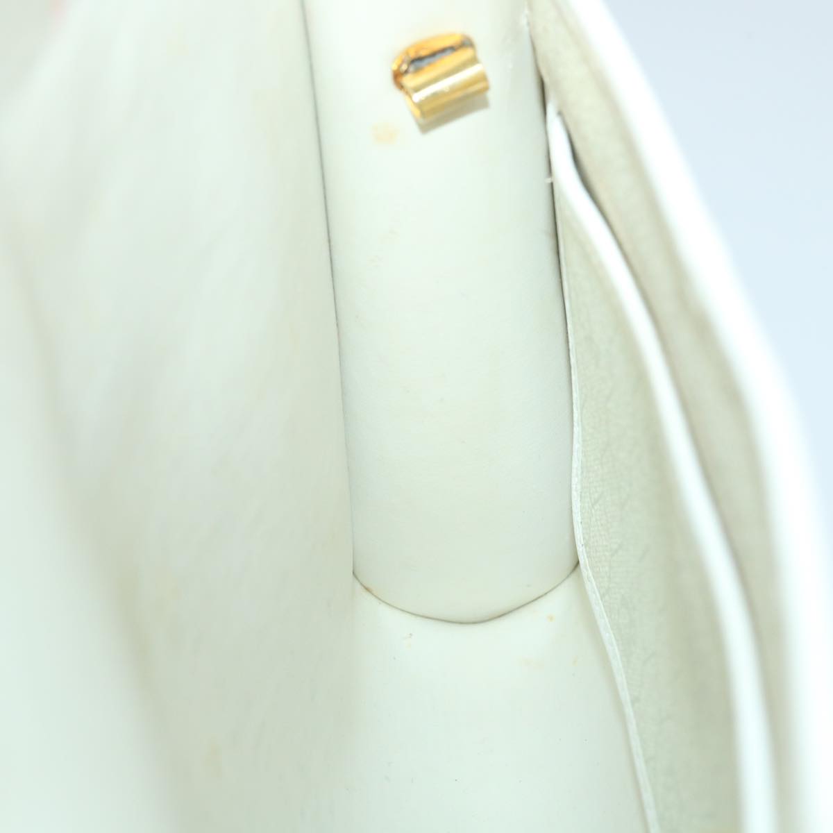 Christian Dior Honeycomb Canvas Shoulder Bag PVC Leather White Auth ti1267