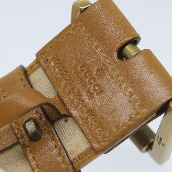 GUCCI Belt Canvas 30.3""""""""""""""""-32.3"""""""""""""""" Beige Brown 109327 Auth ti1278