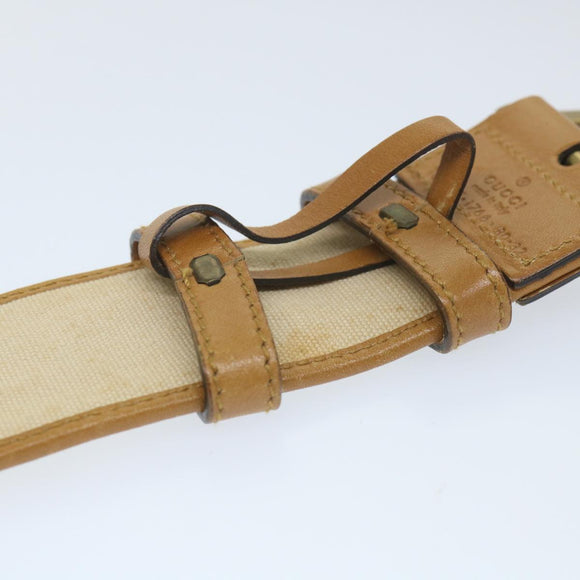 GUCCI Belt Canvas 30.3""""""""""""""""-32.3"""""""""""""""" Beige Brown 109327 Auth ti1278