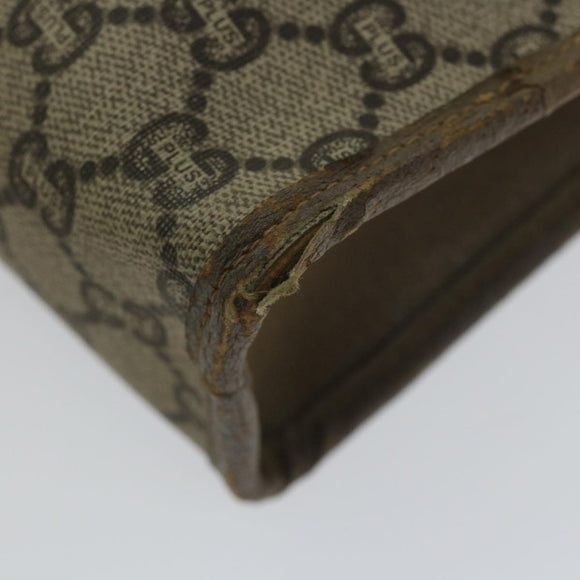 GUCCI GG PLUS Canvas Clutch Bag PVC Leather 2Set Beige Auth ti1279