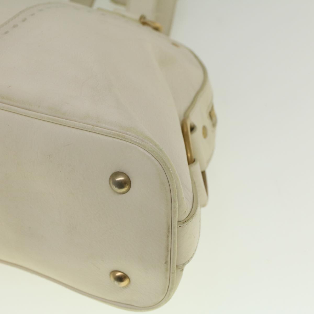SAINT LAURENT Shoulder Bag Leather White Auth ti1317