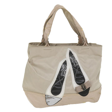 Salvatore Ferragamo Shoulder Bag Nylon patent leather Beige Auth ti1318