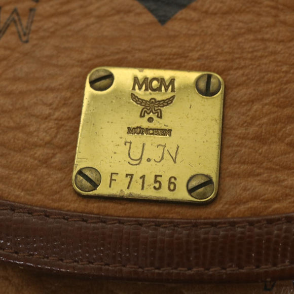 MCM Vicetos Logogram Chain Shoulder Bag Leather Brown Auth ti1320