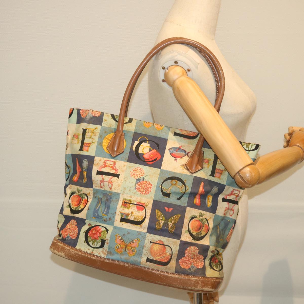 GUCCI Tote Bag Canvas Multicolor Auth ti1331