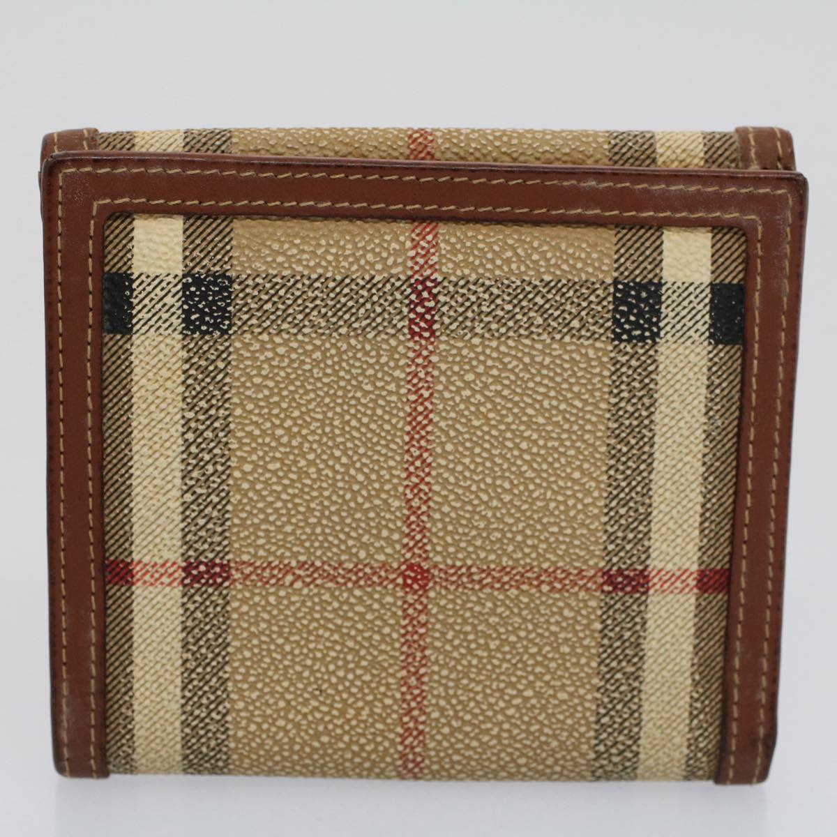 BURBERRY Nova Check Wallet Leather nylon 8Set Beige Red Auth ti1344