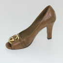 GUCCI Guccissima GG Canvas High Heels Leather 37 C Brown Auth ti1349-10