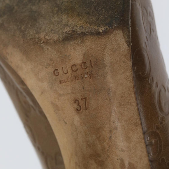 GUCCI Guccissima GG Canvas High Heels Leather 37 C Brown Auth ti1349