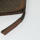 CELINE Macadam Canvas Clutch Bag PVC Leather Brown Auth ti1357-8