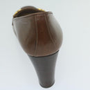 GUCCI Web Sherry Line High Heels Leather 36B Brown Auth ti1401-11