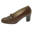 GUCCI Web Sherry Line High Heels Leather 36B Brown Auth ti1401-3