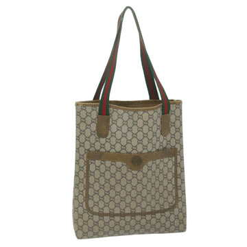 GUCCI GG Plus Supreme Web Sherry Line Tote Bag Beige Red Green Auth ti1464