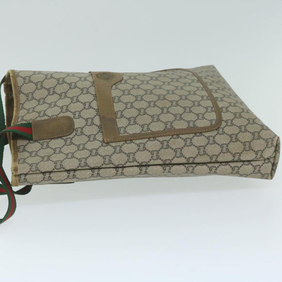 GUCCI GG Plus Supreme Web Sherry Line Tote Bag Beige Red Green Auth ti1464