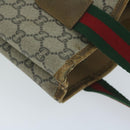 GUCCI GG Plus Supreme Web Sherry Line Tote Bag Beige Red Green Auth ti1464-7