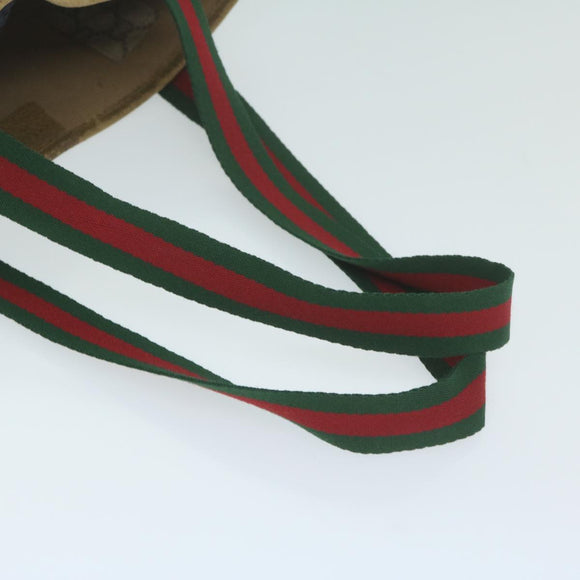GUCCI GG Plus Supreme Web Sherry Line Tote Bag Beige Red Green Auth ti1464