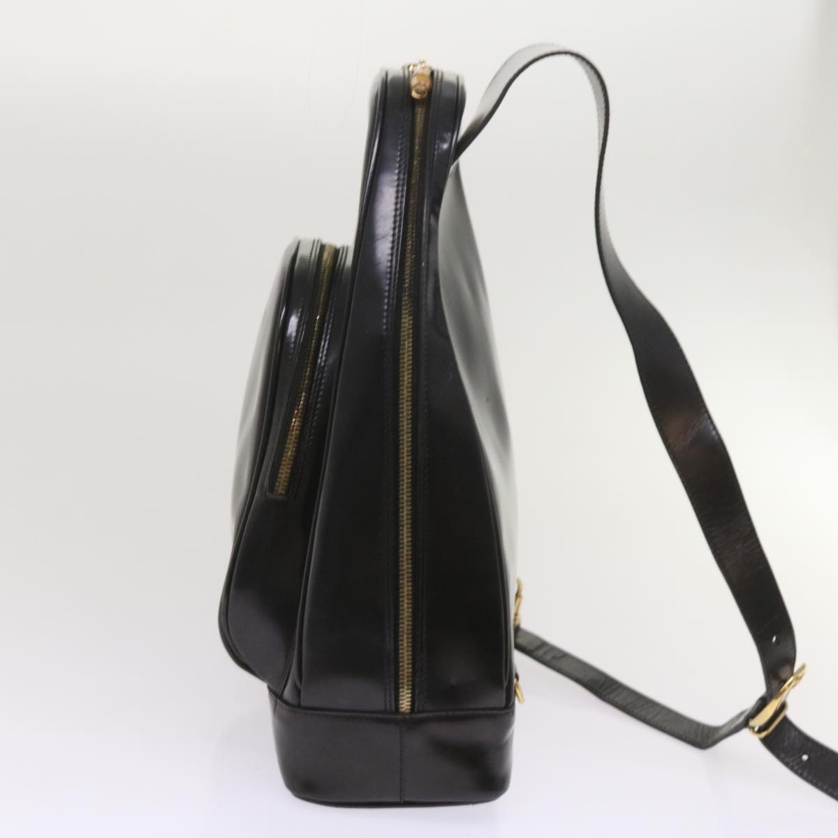 GUCCI Bamboo Shoulder Bag Leather Black Auth ti1490