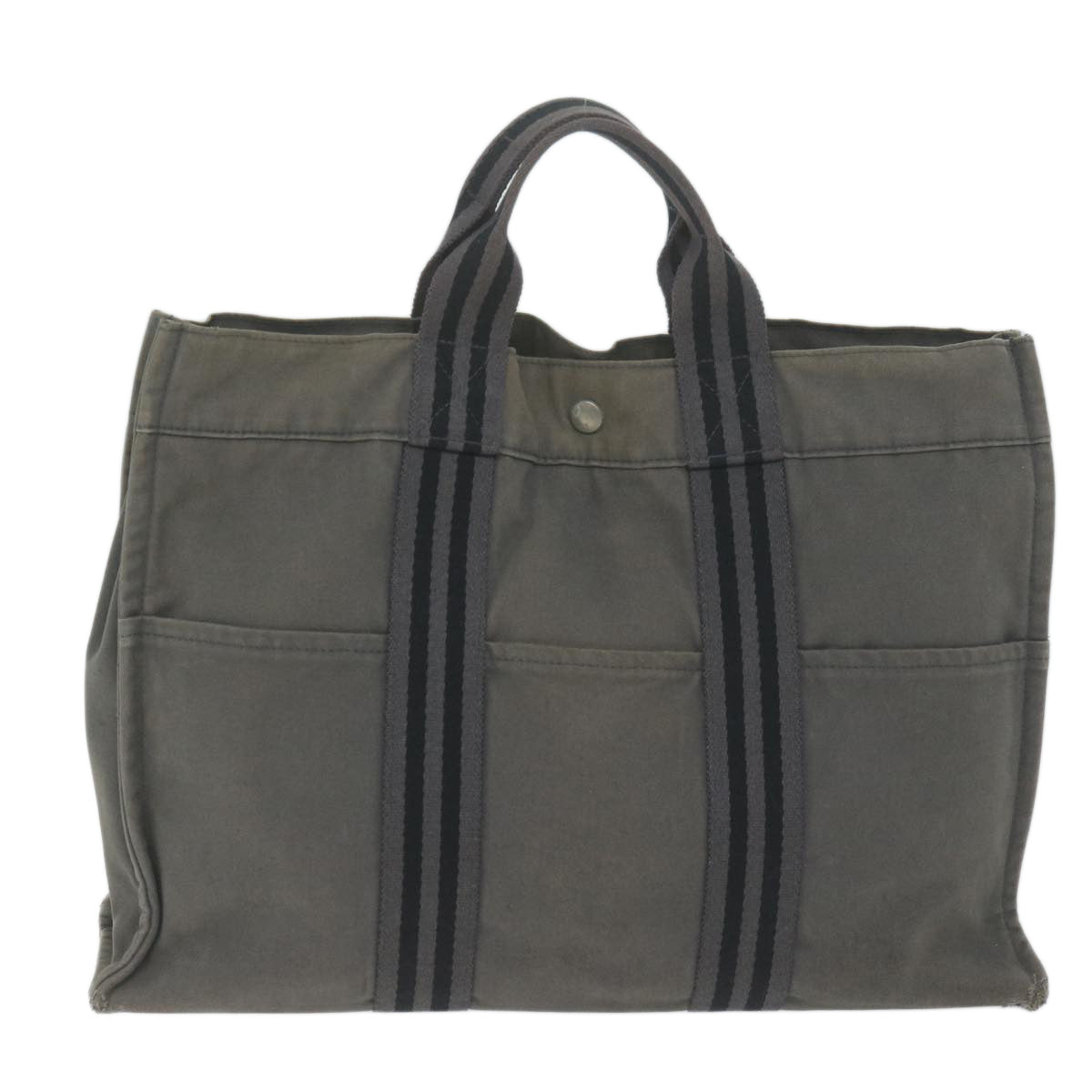 HERMES Fourre Tout MM Tote Bag Canvas Gray Auth ti1504