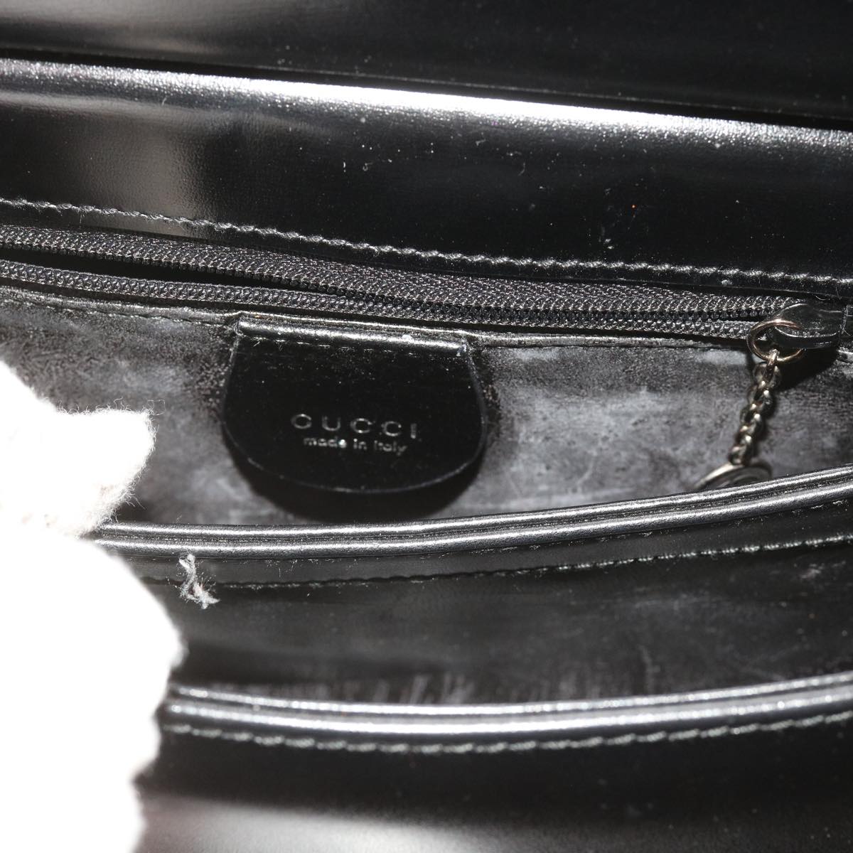 GUCCI Shoulder Bag Leather Black Auth ti1508