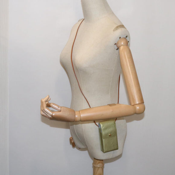 LOUIS VUITTON Monogram Vernis Green Cigarette Case Gris M91050 LV Auth ti1516