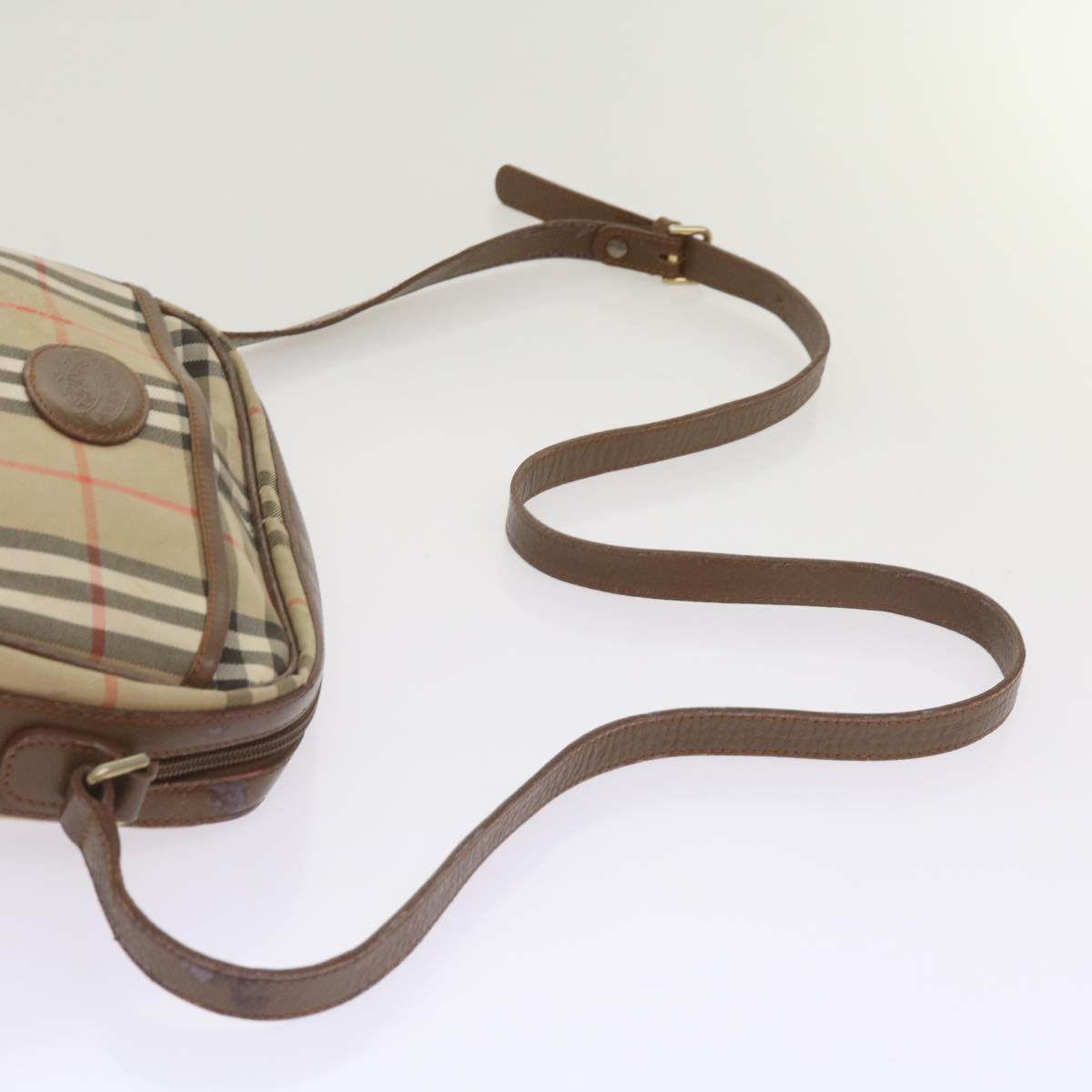 BURBERRY Nova Check Shoulder Bag Canvas Beige Auth ti1529