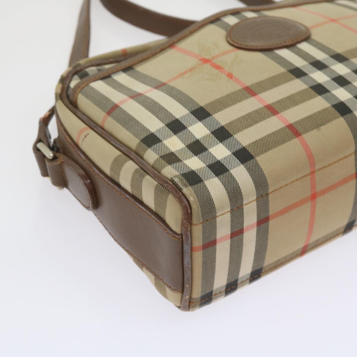 BURBERRY Nova Check Shoulder Bag Canvas Beige Auth ti1529