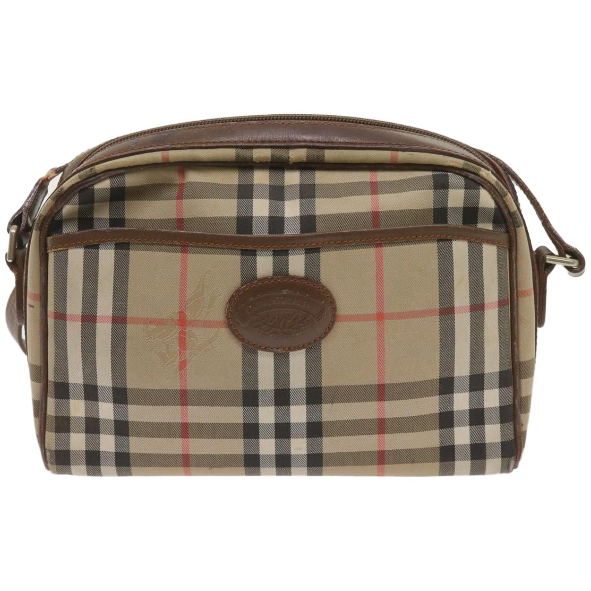 BURBERRY Nova Check Shoulder Bag Canvas Beige Auth ti1529