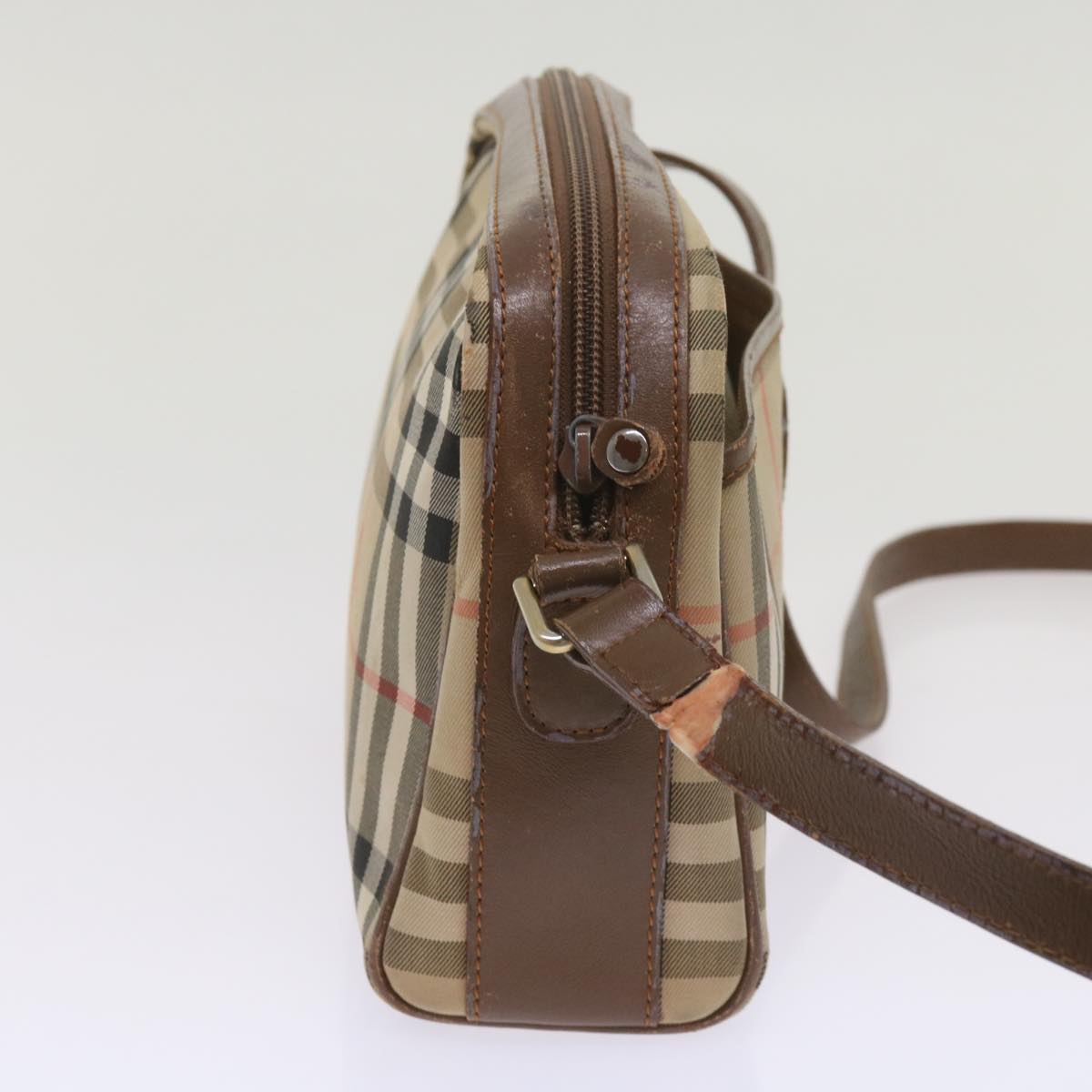 BURBERRY Nova Check Shoulder Bag Canvas Beige Auth ti1529