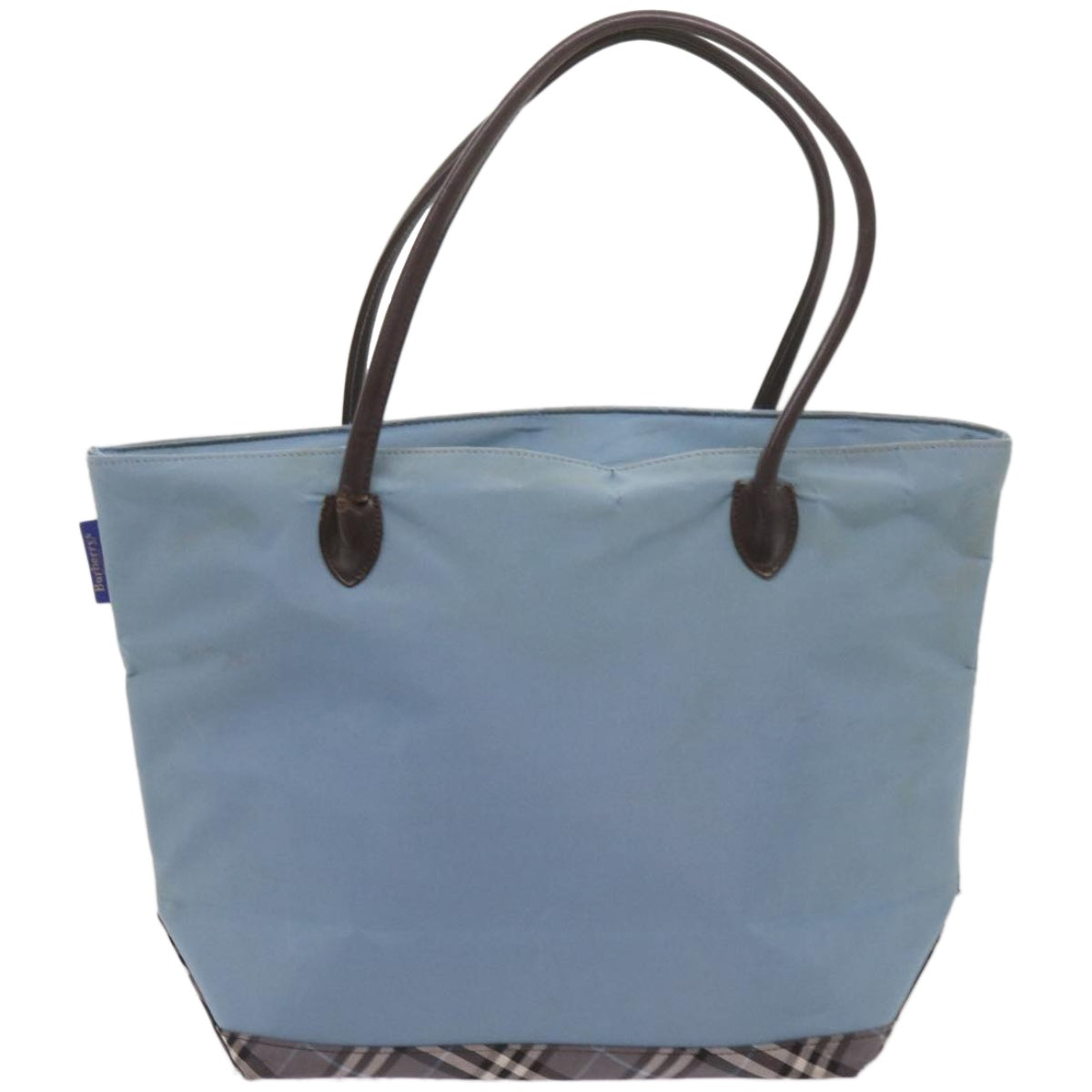 Burberrys Blue Label Tote Bag Nylon Light Blue Auth ti1542