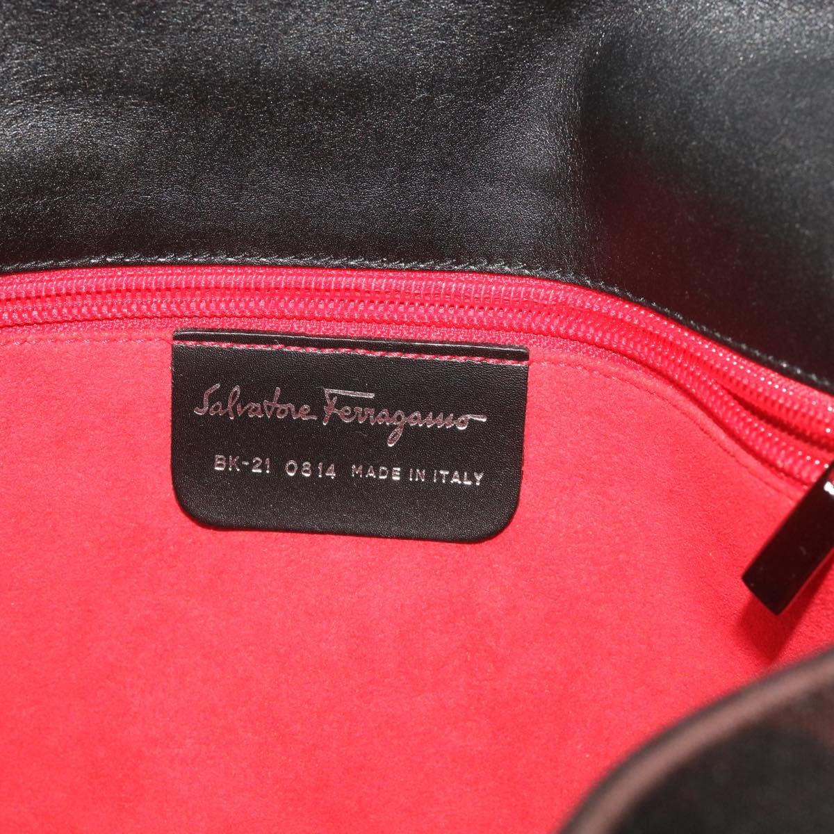 Salvatore Ferragamo Gancini Shoulder Bag Canvas Black Auth ti1550