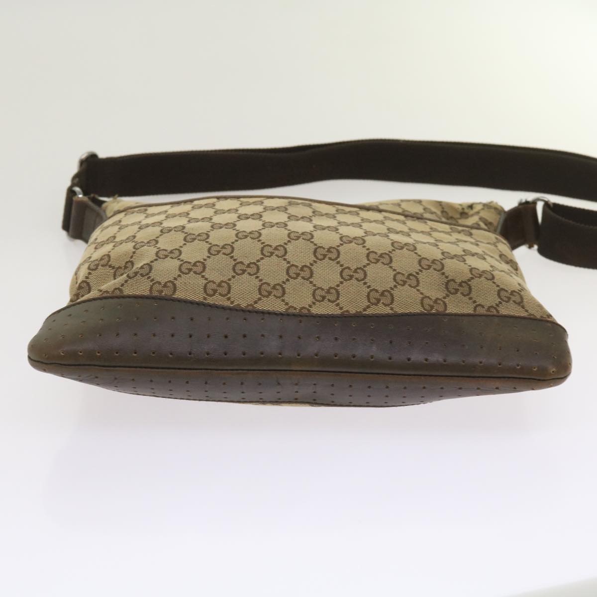 GUCCI GG Canvas Shoulder Bag Beige 145857 Auth ti1551