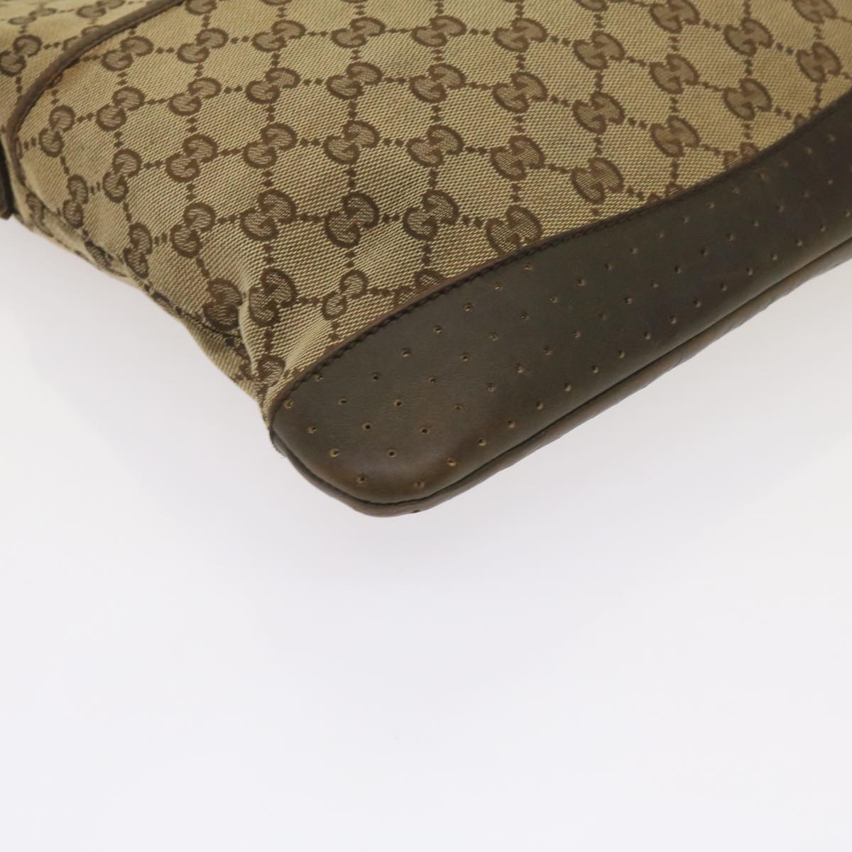 GUCCI GG Canvas Shoulder Bag Beige 145857 Auth ti1551