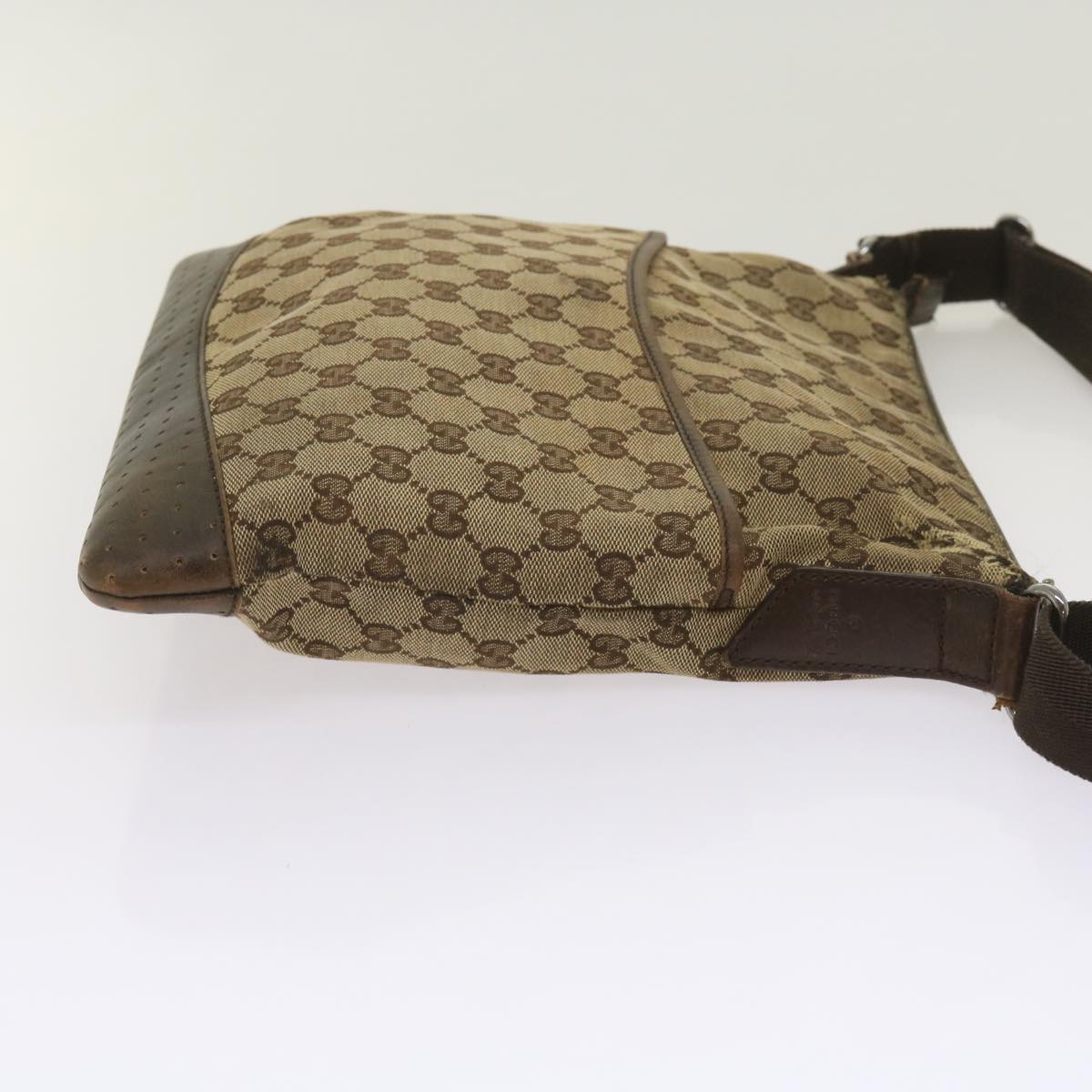 GUCCI GG Canvas Shoulder Bag Beige 145857 Auth ti1551