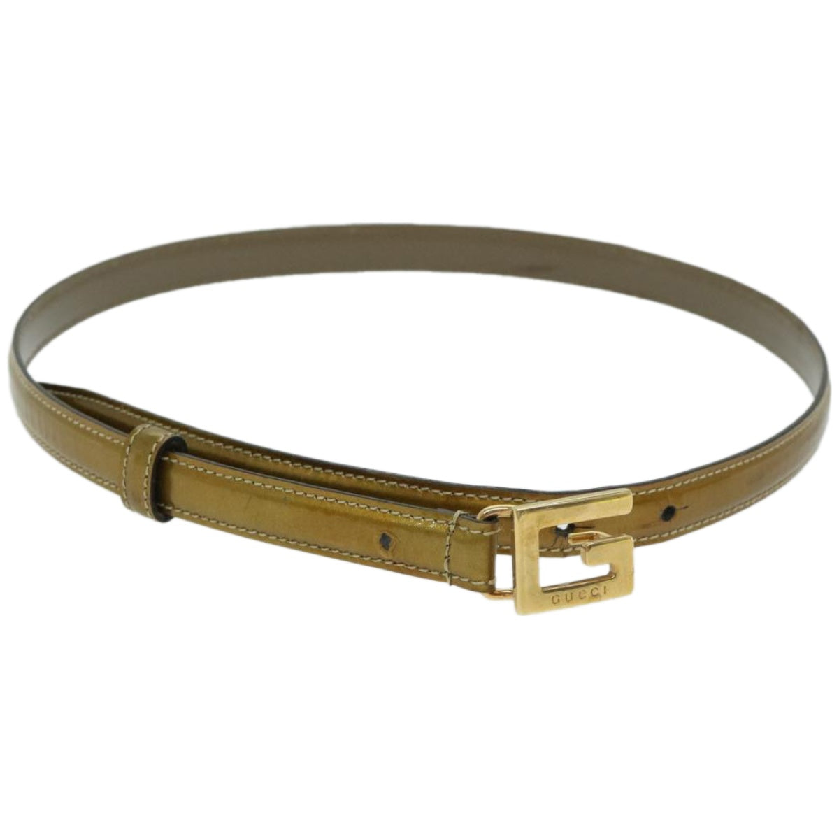GUCCI Belt Leather 30.3"" Gold Tone 65 26 037 1046 0969 Auth ti1574 - 0