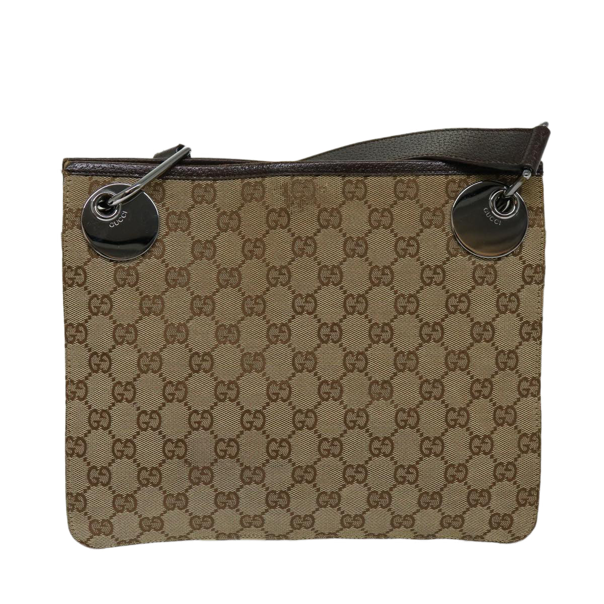 GUCCI GG Canvas Shoulder Bag Beige 120841 Auth ti1579