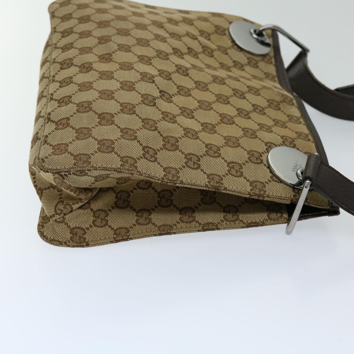 GUCCI GG Canvas Shoulder Bag Beige 120841 Auth ti1579