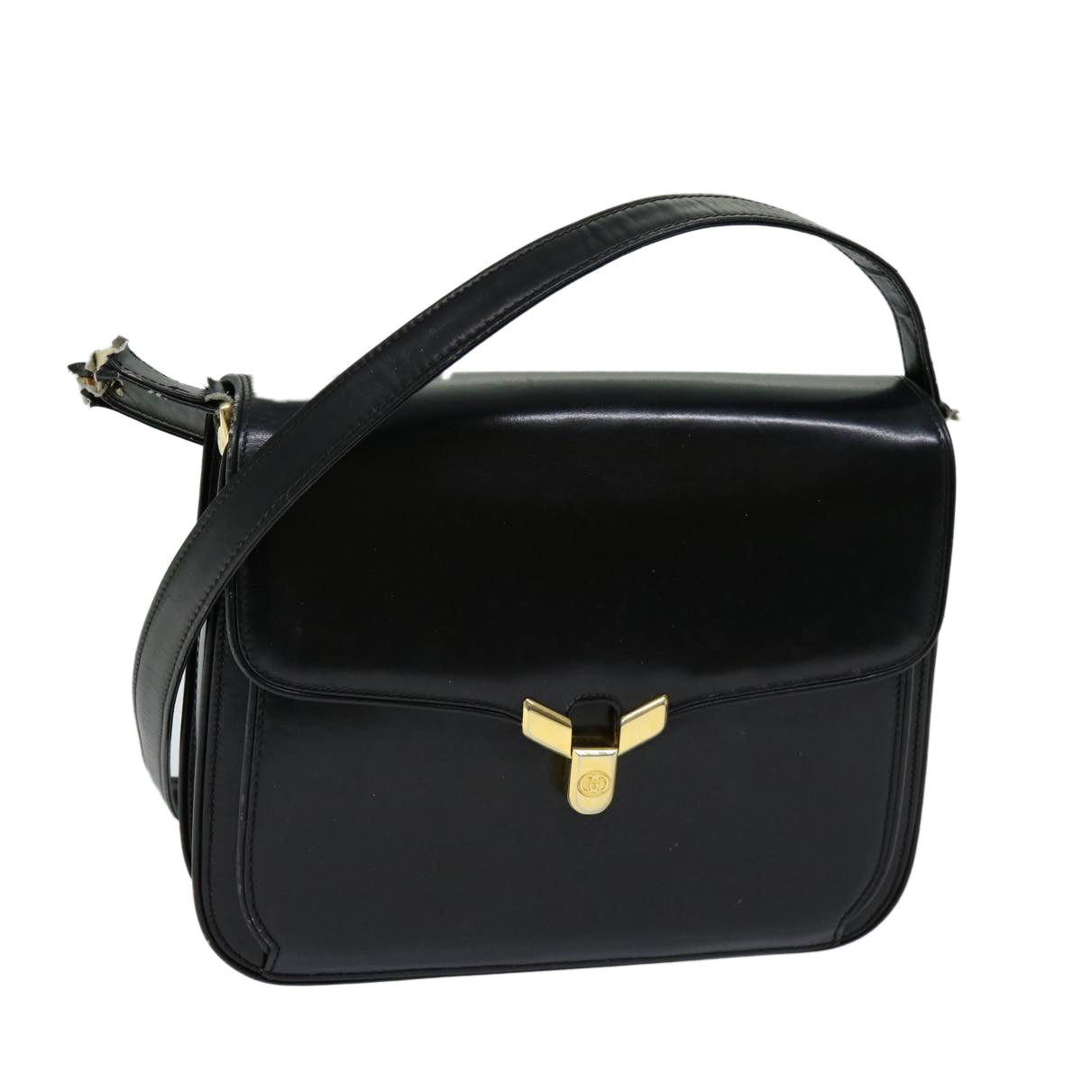 GUCCI Shoulder Bag Leather Black Auth ti1580