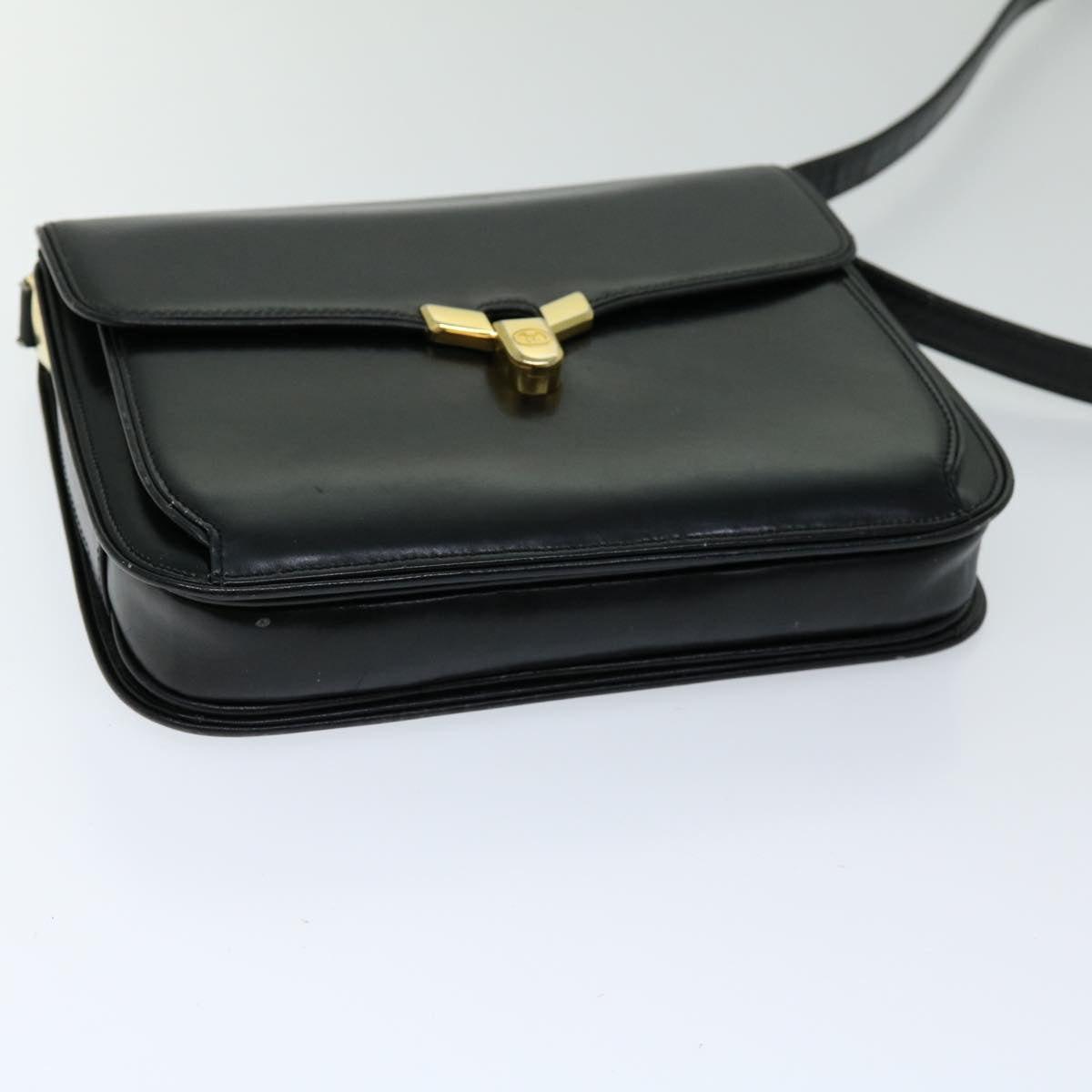 GUCCI Shoulder Bag Leather Black Auth ti1580