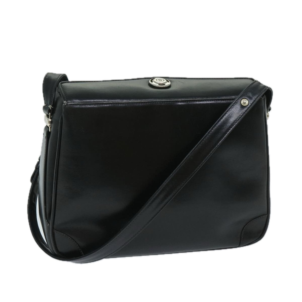GUCCI Shoulder Bag Leather Black Auth ti1581