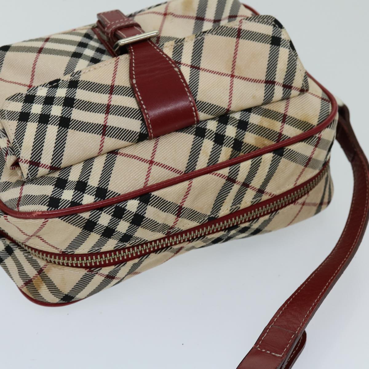 BURBERRY Nova Check Blue Label Shoulder Bag Nylon Beige Auth ti1596