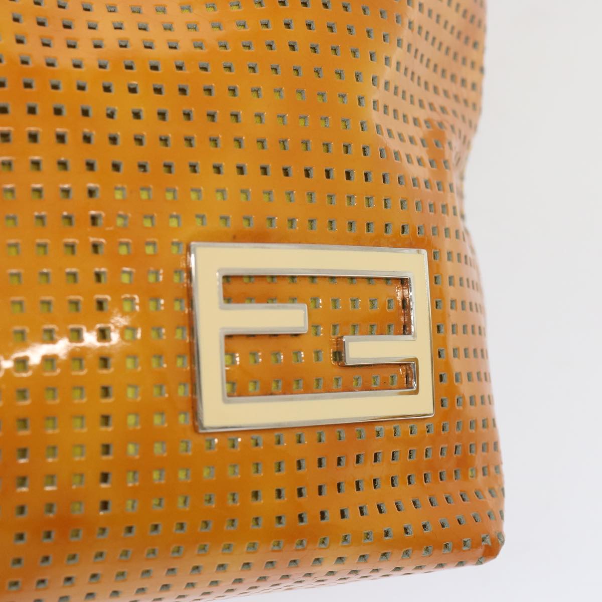 FENDI Tote Bag Patent leather Yellow Auth ti1601
