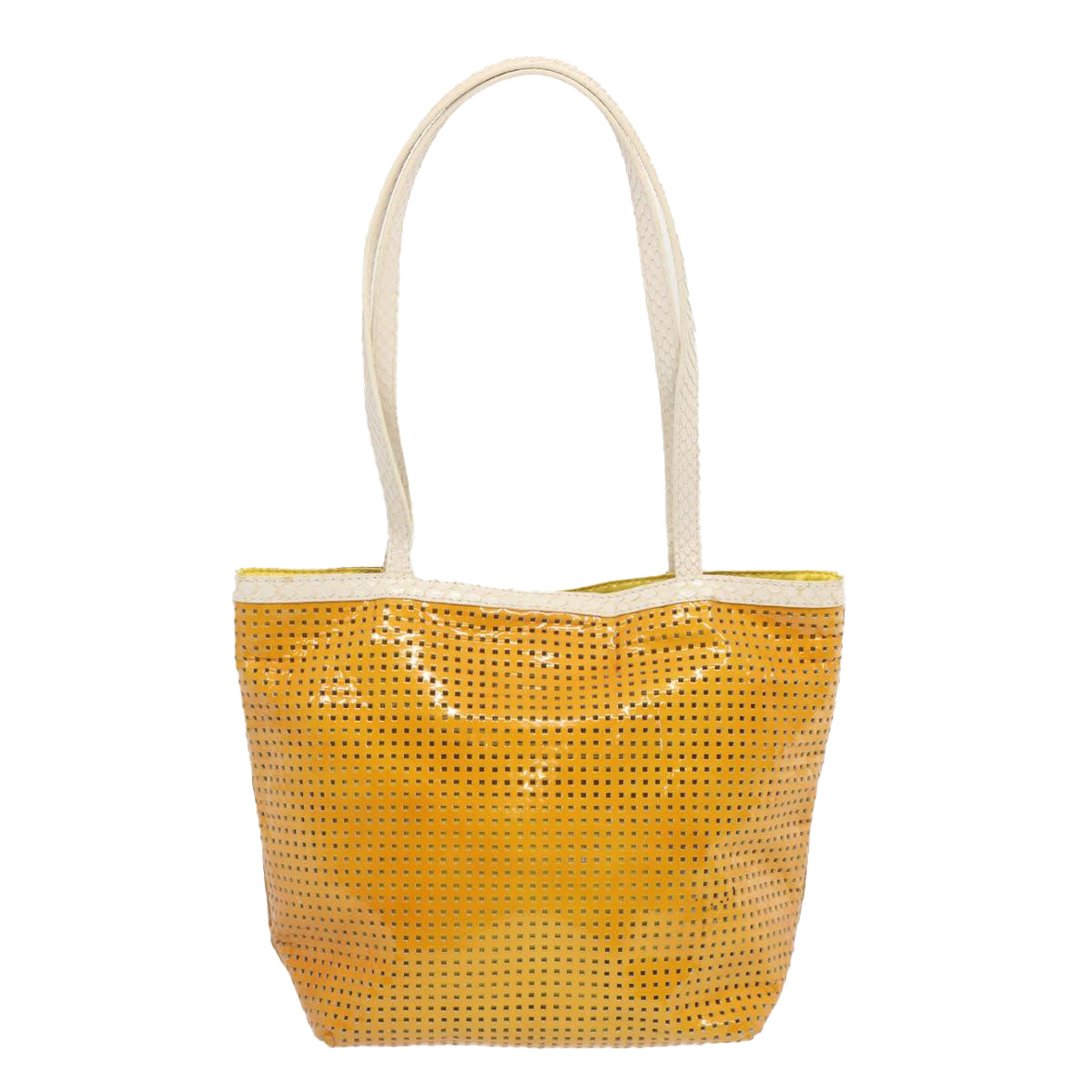 FENDI Tote Bag Patent leather Yellow Auth ti1601 - 0