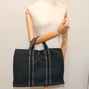 HERMES Fourre Tout MM Hand Bag Canvas Black Gray Auth ti1602-17