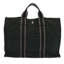 HERMES Fourre Tout MM Hand Bag Canvas Black Gray Auth ti1602-2
