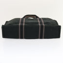 HERMES Fourre Tout MM Hand Bag Canvas Black Gray Auth ti1602-5