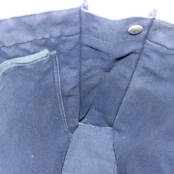 HERMES Fourre Tout MM Hand Bag Canvas Navy Khaki Auth ti1603