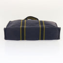 HERMES Fourre Tout MM Hand Bag Canvas Navy Khaki Auth ti1603-5